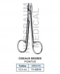 Ciseaux Beebee Pointus de 10,5 cm Droits distribués par Nussbaum Médical