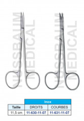 Ciseaux à Iridectomie Inox Droits et Courbes de 11,5 cm distribués par Nussbaum Médical