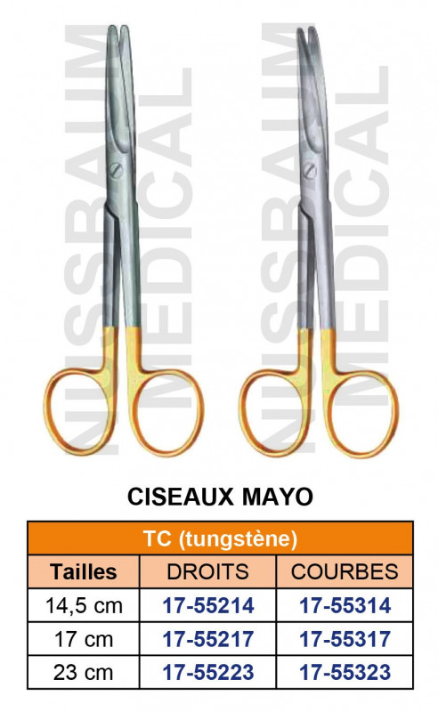 Ciseaux Mayo tungstène TC