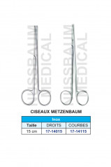 Ciseaux de Metzenbaum droits et courbes en inox de 15 cm distribués par Nussbaum Médical