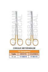 Ciseaux de Metzenbaum droits et courbes en tungstène TC de 15 cm  distribués par Nussbaum