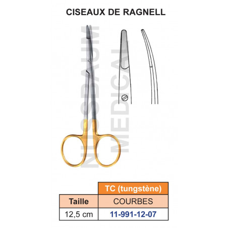 Ciseaux Ragnell TC courbes 12,5cm distribués par Nussbaum Médical