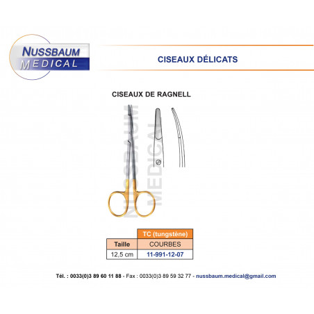 Ciseaux Ragnell TC courbes 12,5 cm
