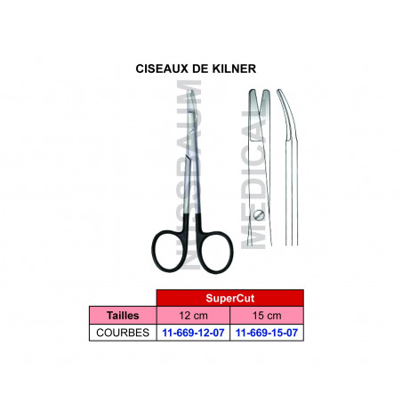 Ciseaux Kilner courbes SuperCut de 12 et 15 cm distribués par Nussbaum Médical