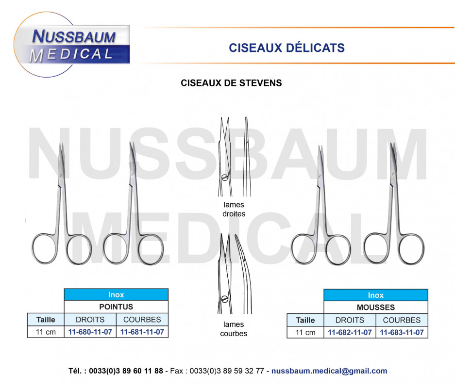 Ciseaux Stevens Pointus et Mousses inox