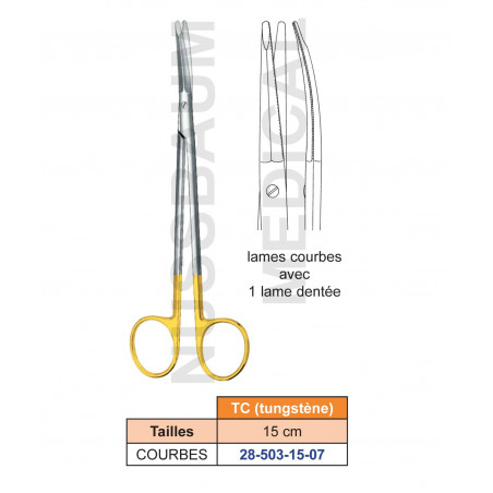 Ciseaux de Kaye TC courbes avec 1 lame dentée