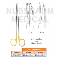 Ciseaux de Kaye TC 15 et 18 cm avec 1 lame dentée pour facelift distribués par Nussbaum Médical