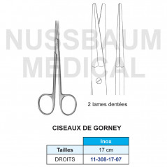 Ciseaux de Gorney de 17cm avec 2 lames dentées pour facelift distribués par Nussbaum Médical