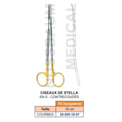 Ciseaux Stella TC contre-coudés 18 cm