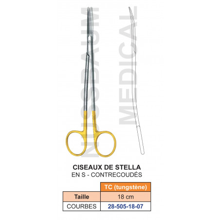Ciseaux Stella TC contre-coudés 18 cm