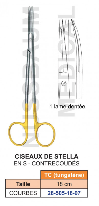 Ciseaux Stella TC contre-coudés 18 cm