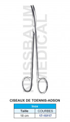 Ciseaux  Toennis-Adson Courbes de 18 cm en inox distribués par Nussbaum Médical