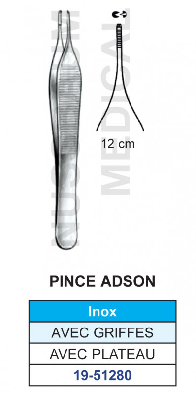 Pince à disséquer Adson avec plateau et griffes