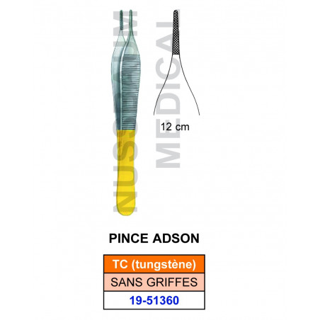 Pince à disséquer Adson TC sans griffes de 12 cm distribuée par Nussbaum Médical