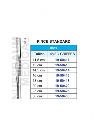 Pince à disséquer Standard avec griffes distribuée par Nussbaum Médical