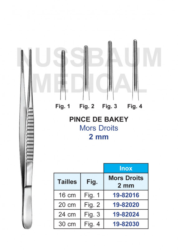 Pince à disséquer De Bakey mors 2 mm