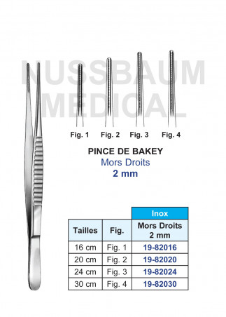Pince à disséquer De Bakey mors 2 mm distribuée par Nussbaum Médical