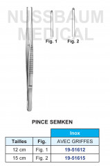 Pince à disséquer Semken avec griffes de 12 et 15 cm distribuée par Nussbaum Médical