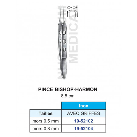 Pince à disséquer Bishop-Harmon Avec Griffes de 8,5 cm distribuées par Nussbaum Médical