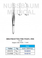 Mini-Pincette Fine Pour l'Iris Avec Griffes Courbe de 10 cm distribuées par Nussbaum Médical