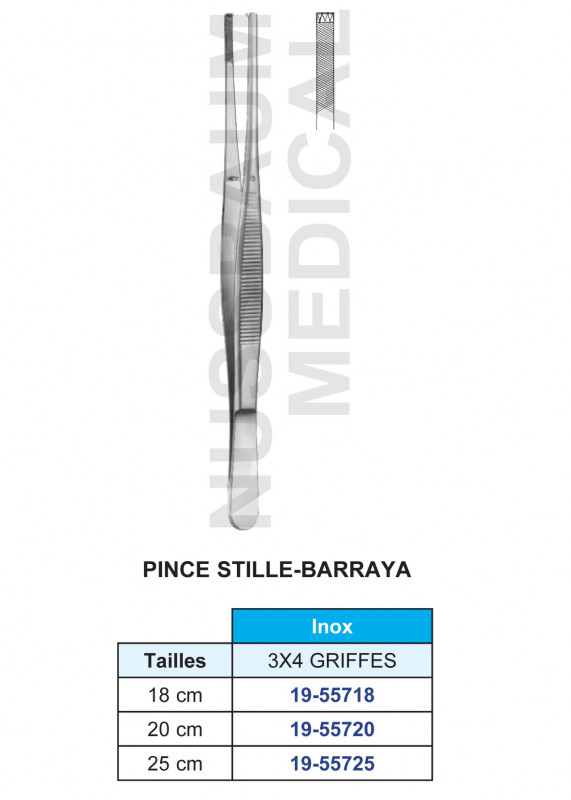 Pince à disséquer Stille-Barraya 3x4 Griffes
