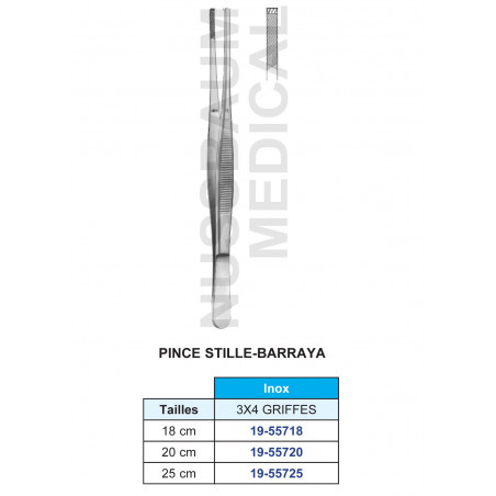 Pince à disséquer Stille-Barraya 3x4 Griffes