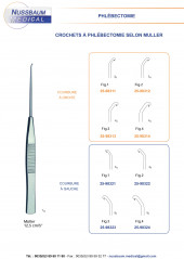 Crochet à phlébectomie de Muller 12,5 cm courbure à gauche
