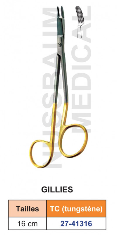 Porte-aiguille Gillies tungstène TC 14,5 cm