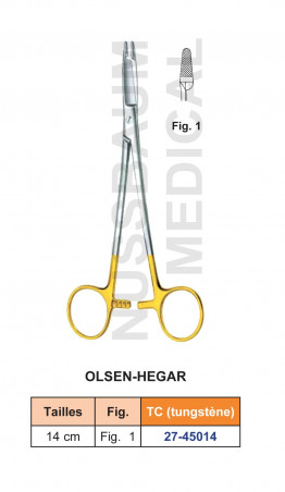 Porte-aiguille d'Olsen-Hegar tungstène TC de 14 cm distribué par Nussbaum Médical