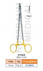Porte-aiguille Ryder tungstène TC mors 1 mm distribué par Nussbaum Médical