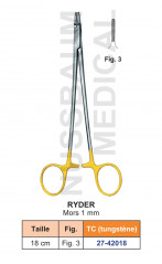Porte-aiguille Ryder tungstène TC mors 1 mm distribué par Nussbaum Médical