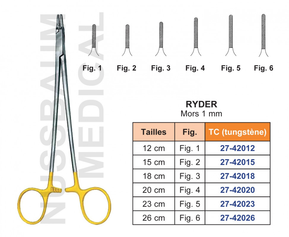 Porte-aiguille Ryder tungstène TC