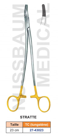 Porte-aiguille Stratte tungstène TC de 23 cm distribué par Nussbaum Médical
