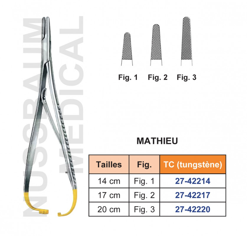 Porte-aiguille Mathieu tungstène TC