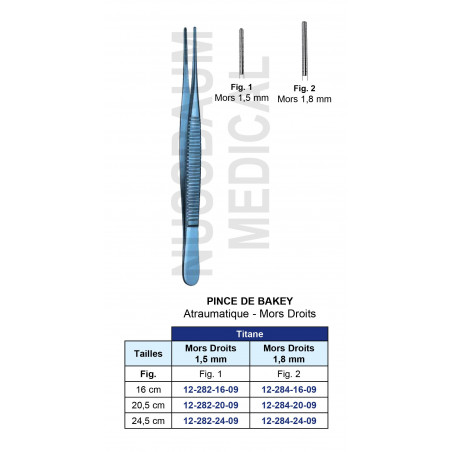 Pince De Bakey en Titane distribuée par Nussbaum Médical
