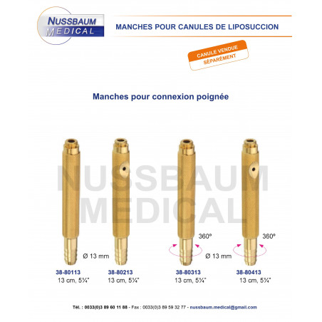 Manches pour canules de liposuccion avec connexion poignées distribués par Nussbaum Médical