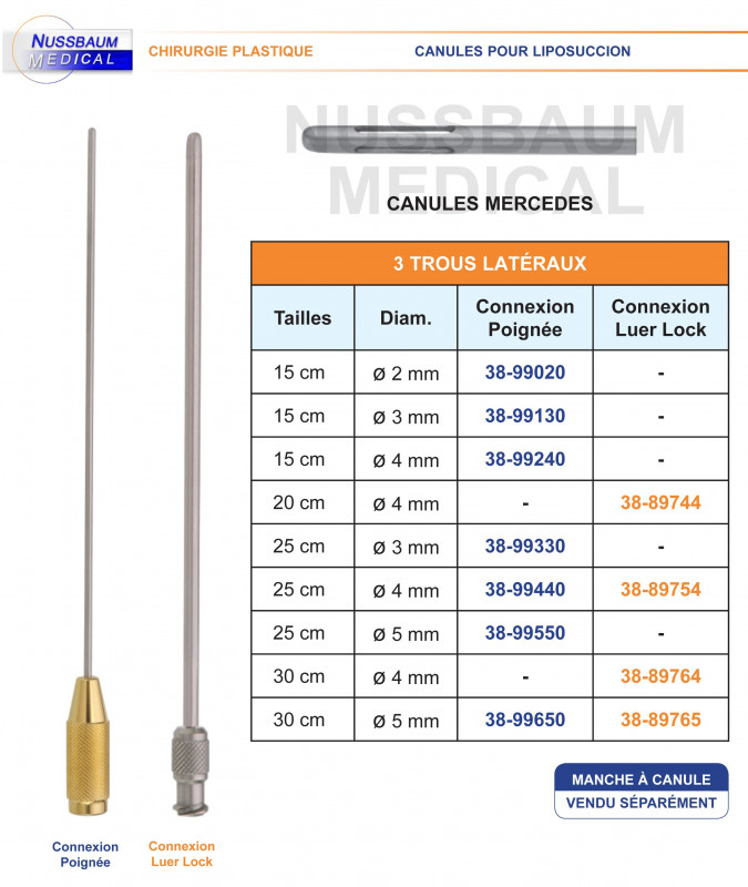 Canules Mercedes pour liposuccion Canules Mercedes pour liposuccion