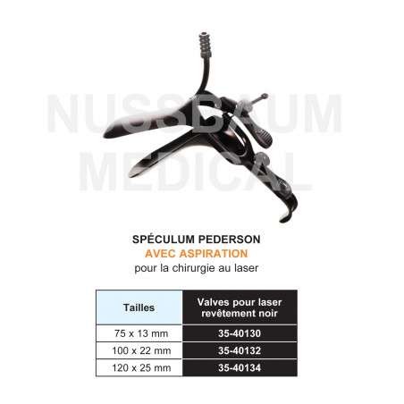 Spéculum Pederson anti-reflet pour chirurgie laser