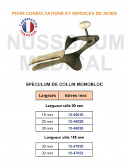 Spéculum de Collin monobloc qualité service distribué par Nussbaum Médical
