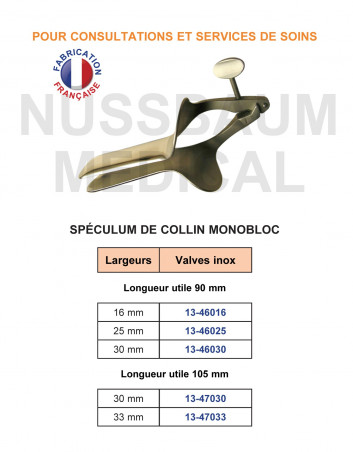 Spéculum de Collin monobloc qualité service distribué par Nussbaum Médical
