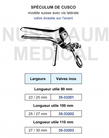 Spéculum Cusco Pliant modèle Suisse vis centrale