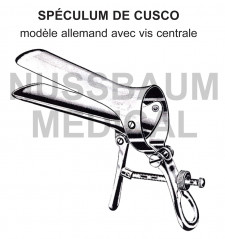 Spéculum Cusco pliant modèle allemand à vis centrale distribué par Nussbaum Médical
