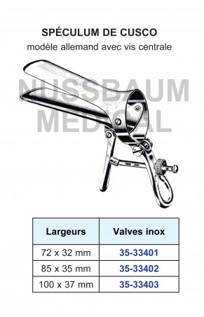 Spéculum Cusco Pliant modèle Allemand vis centrale