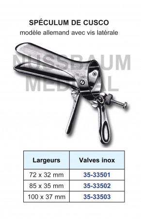 Spéculum Cusco Pliant modèle Allemand vis latérale