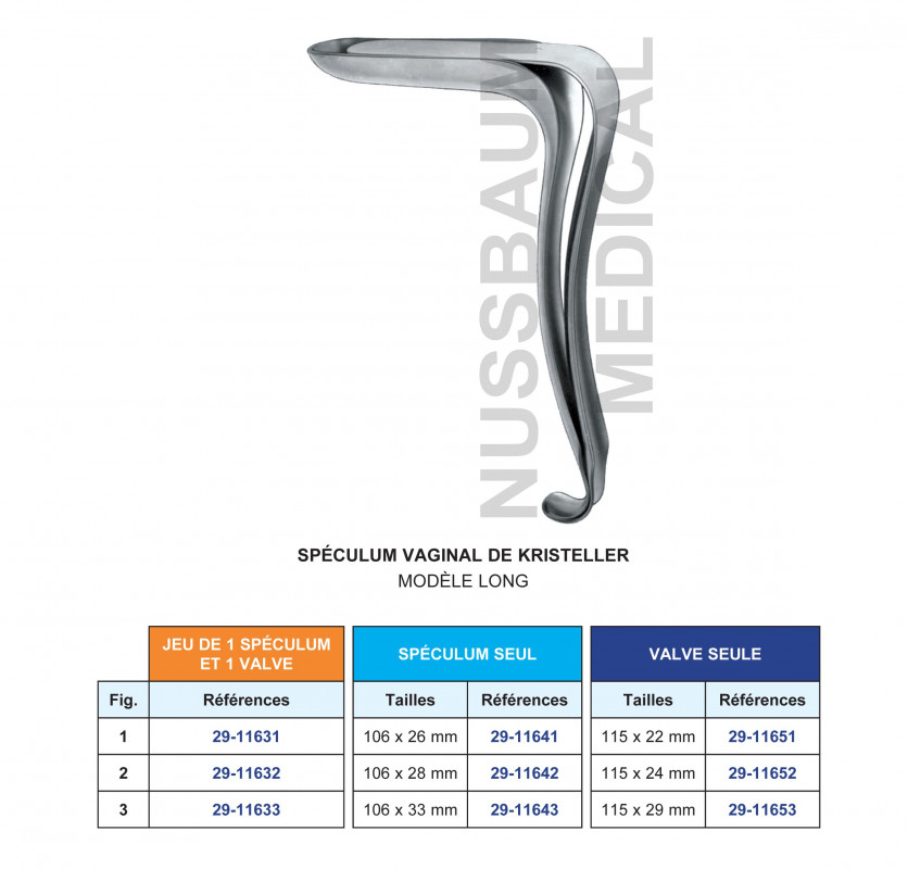 Spéculum de Kristeller Modèle Long Spéculum de Kristeller Modèle Long
