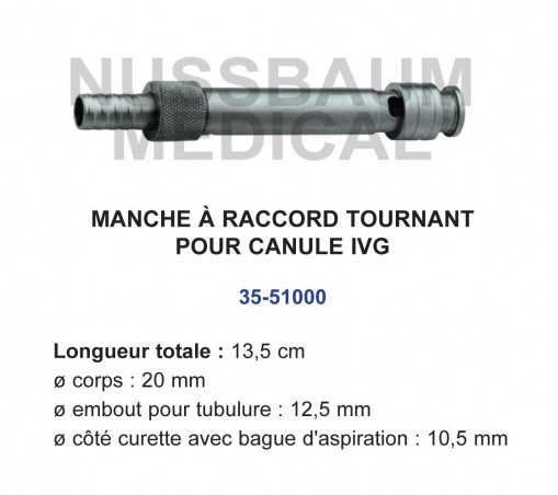 Manche pour aspiration utérine de 13,5 cm distribué par Nussbaum Médical