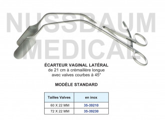 Ecarteur vaginal latéral en inox distribué par Nussbaum Médical
