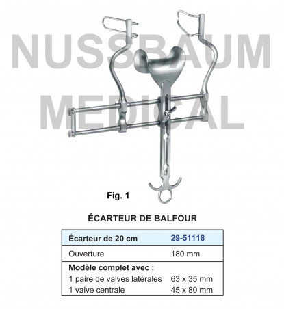 Ecarteur de Balfour ouverture 180 mm distribué par Nussbaum Médical