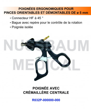 Poignée avec crémaillère centrale, distribuée par Nussbaum Médical