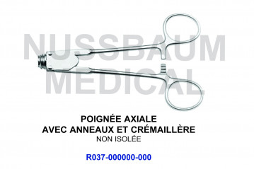Poignée axiale avec anneaux et crémaillère pour pince de laparoscopie distribuée par Nussbaum Médical